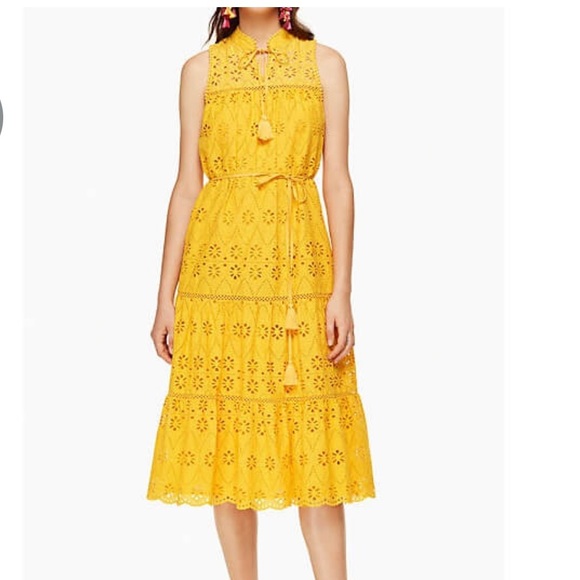 kate spade Dresses & Skirts - Yellow Eyelet Kate Spade midi dress